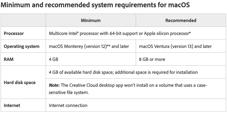 systems reqs - apple